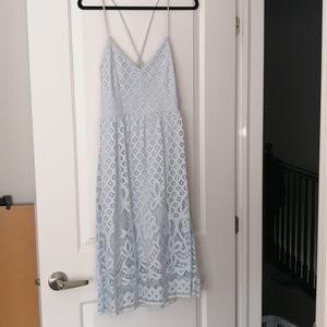 Light blue spaghetti strap X back dress